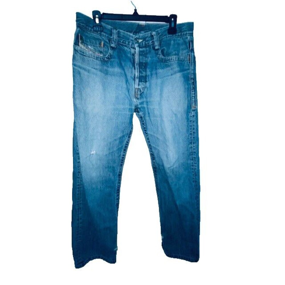 Vintage Y2K Diesel Rivec Straight Leg Distressed Denim Jeans Size 32 Italy 2001
